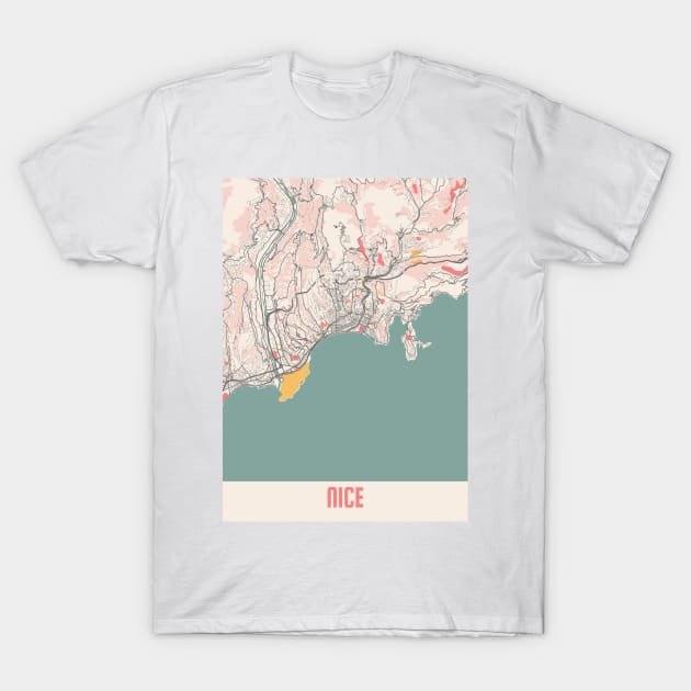 Nice - France Chalk City Map T-Shirt by tienstencil